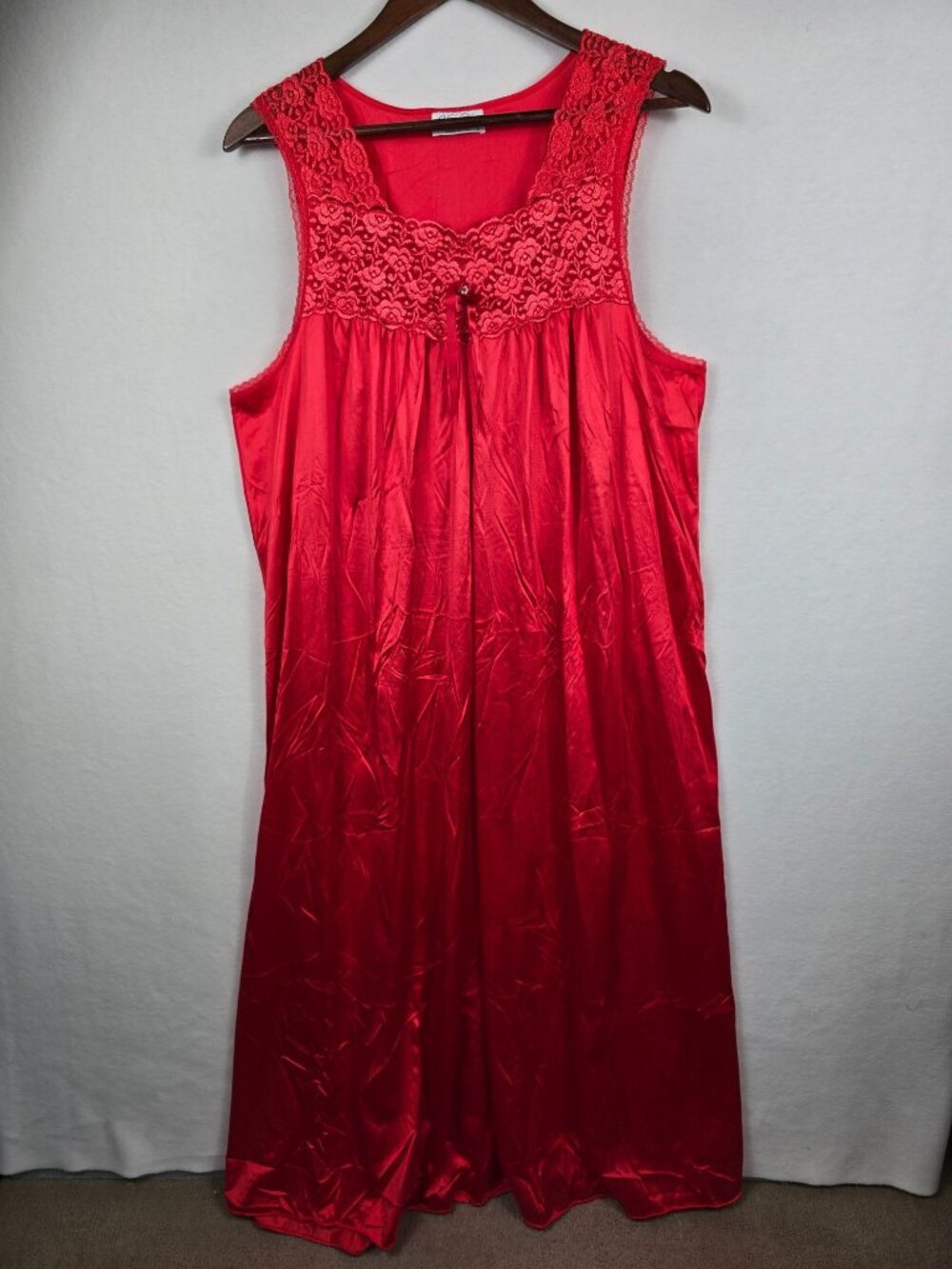 Vanity Fair Red Lace Nightgown Whimsigoth Fairy Grunge Silky L